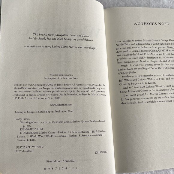 Warning of War A Novel Of The North China James Brady First Edition Hardcover DJ - Picture 5 of 12